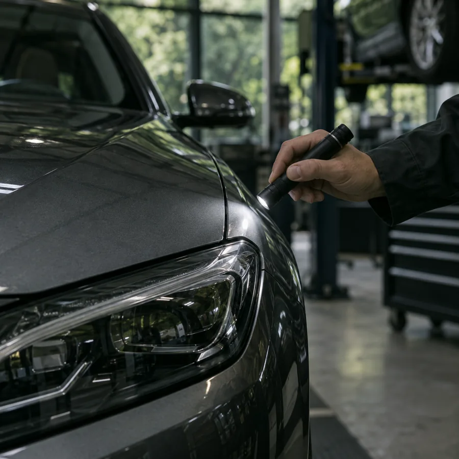Illustrative close-up of automotive bodywork